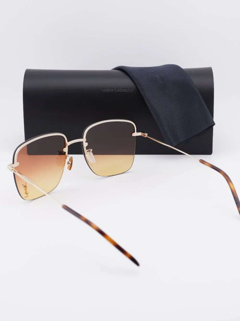 Saint Laurent SL312M 004 Square Rimless Sunglasses - Gold / Orange